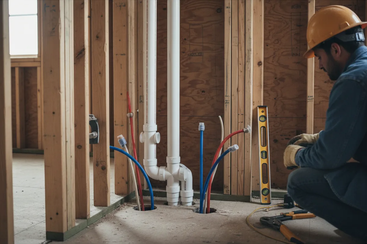Drain and supply rough-in during Sump Pump Repair in Glenwood
